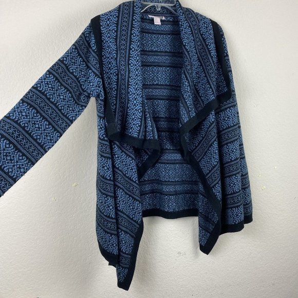 Forever 21 Contemporary Women Black/Blue Cardigan Sweater Size Medium - Picture 3 of 6